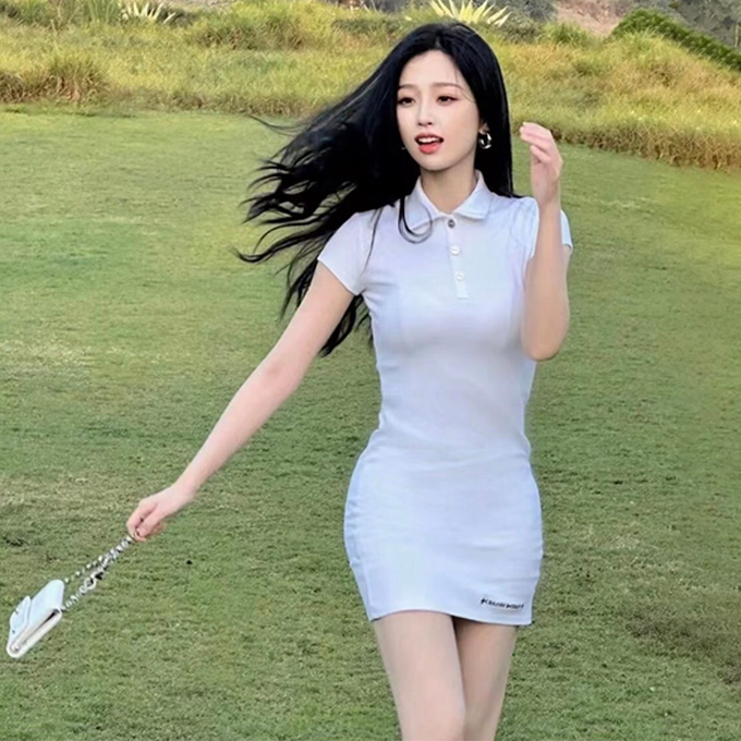 chrome hearts ribbed polo dress